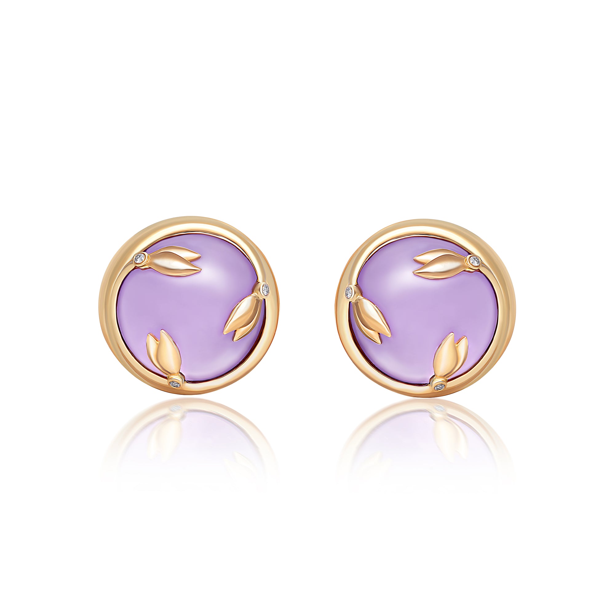 Desert Flower Amethyst and Diamond Earrings - fibonacciseries-store