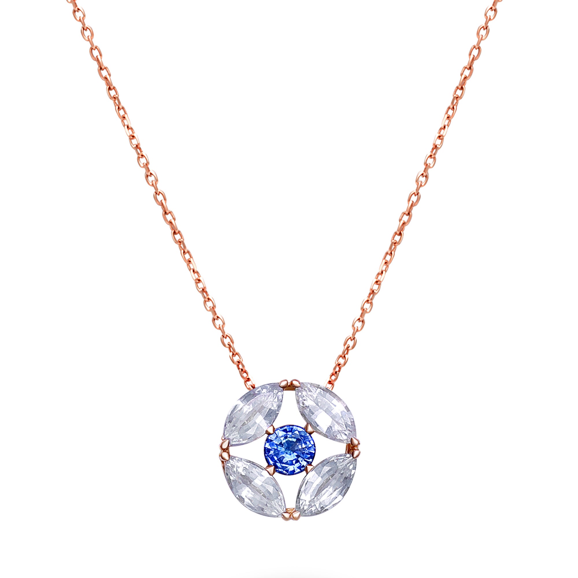 Penrose Blue and White Sapphire Marquise Pendant - fibonacciseries-store