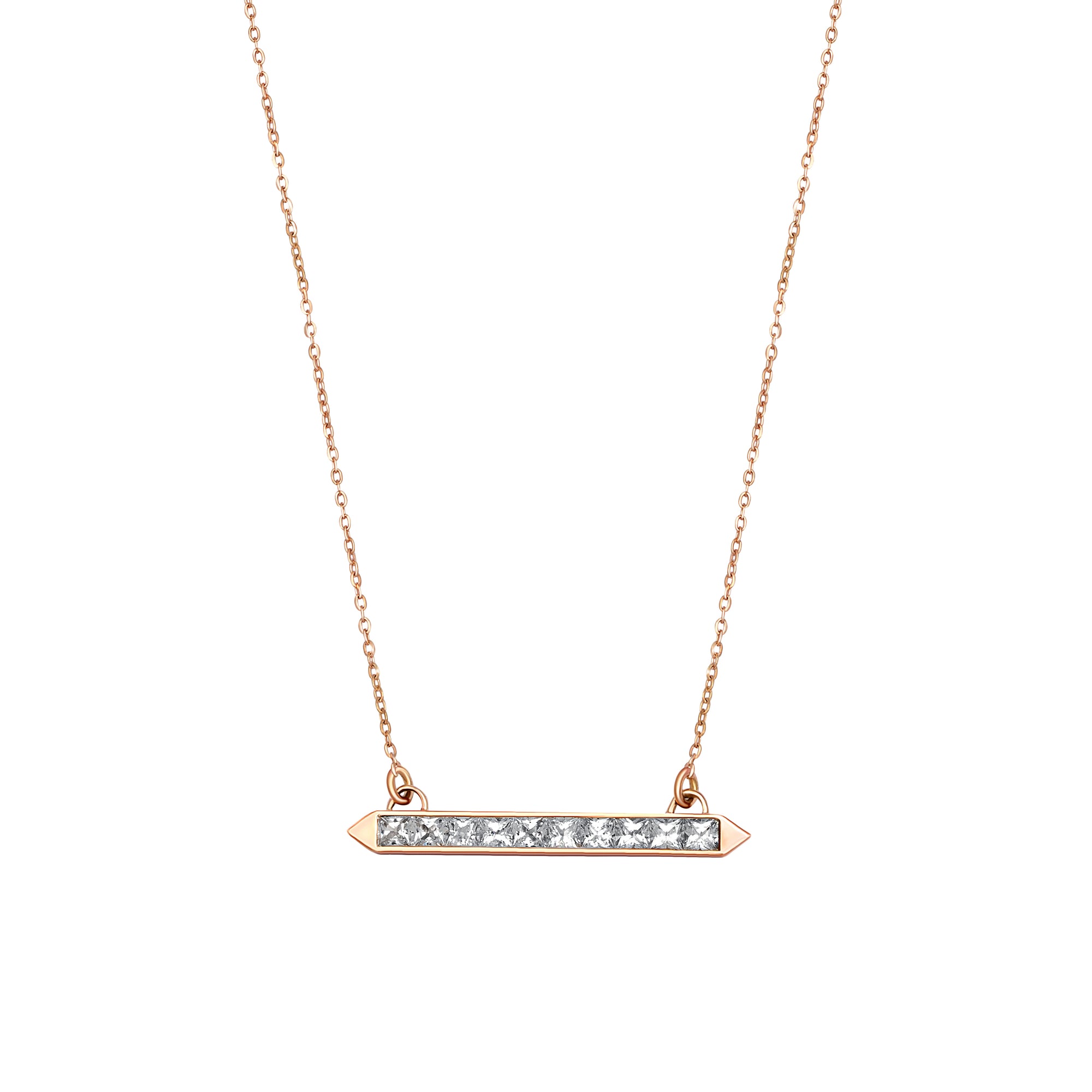 Tesserae White Sapphire Horizontal Bar Pendant - fibonacciseries-store