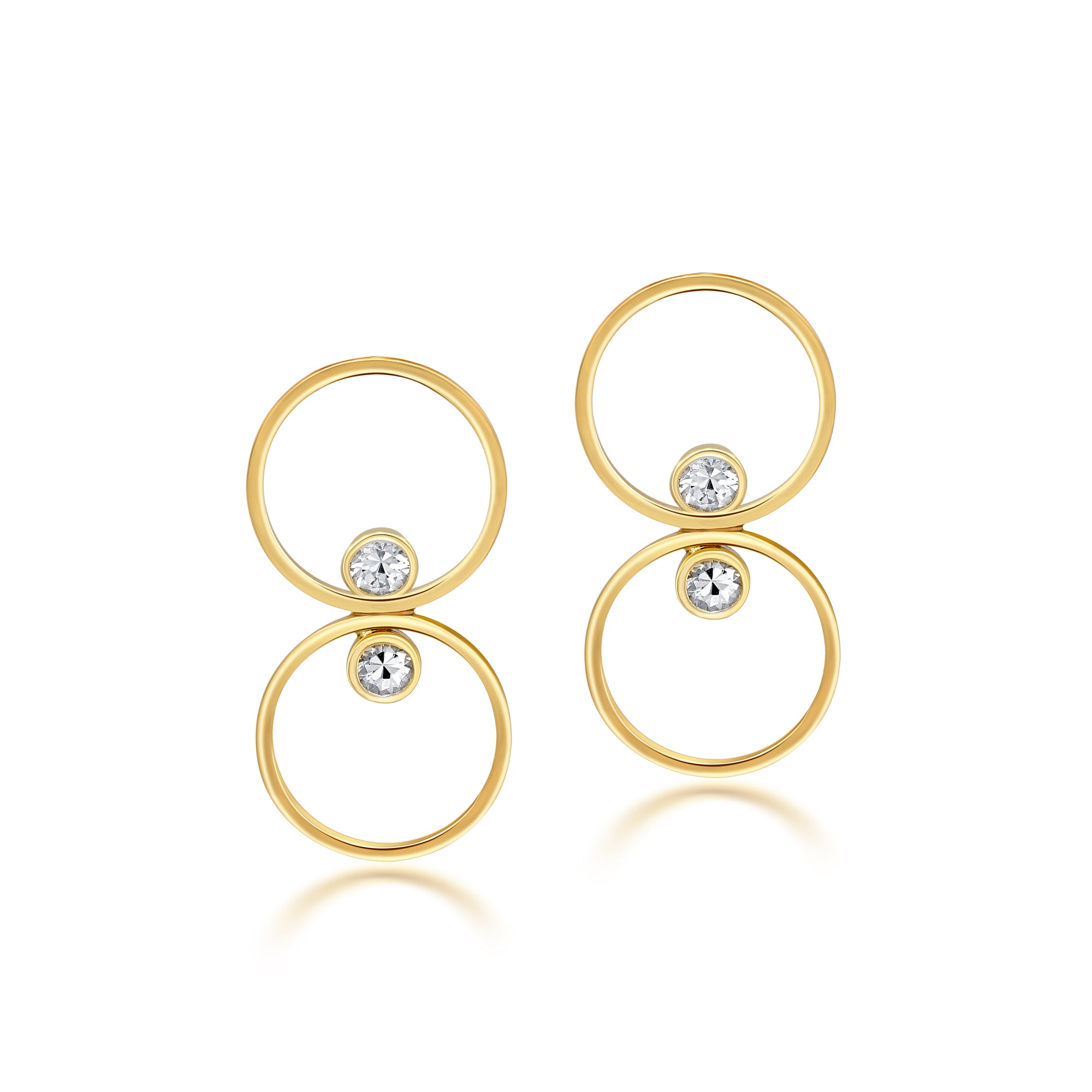 Tesserae White Sapphire Double Circle Earrings - fibonacciseries-store